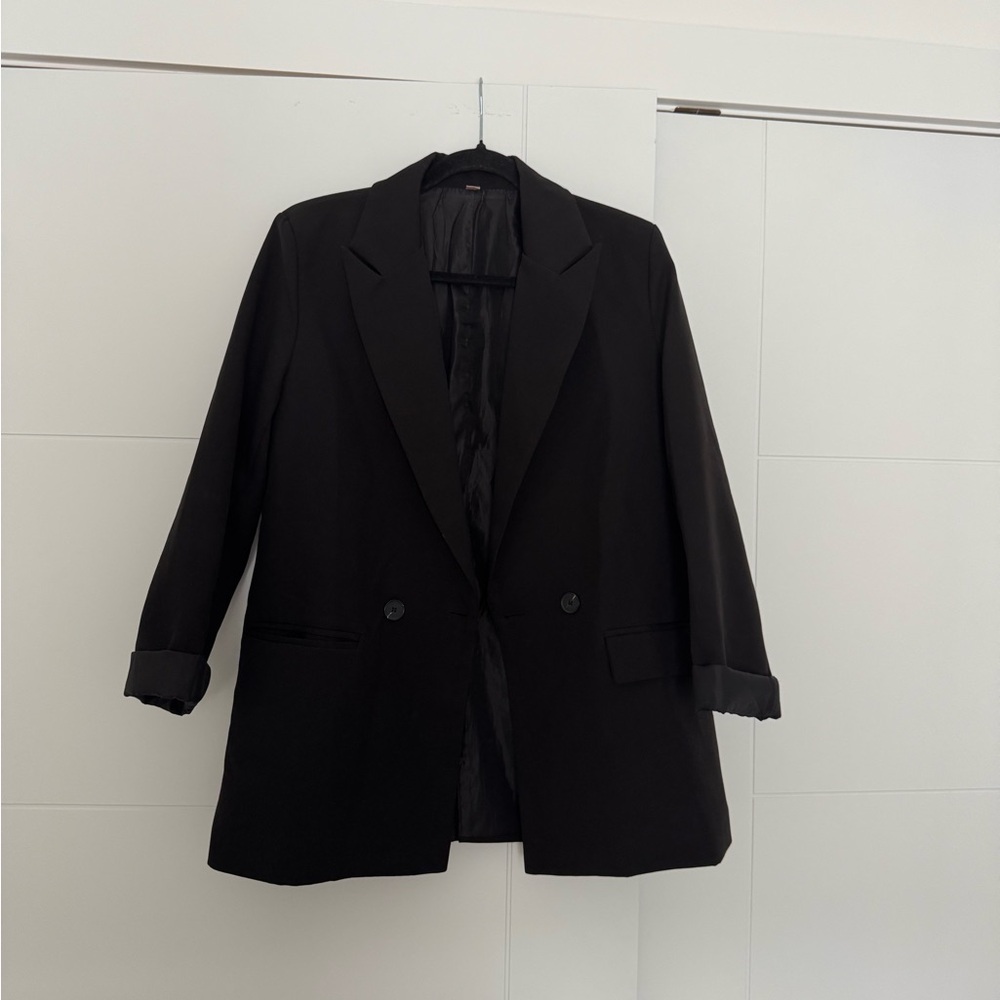 Classic Black Double-Button Blazer